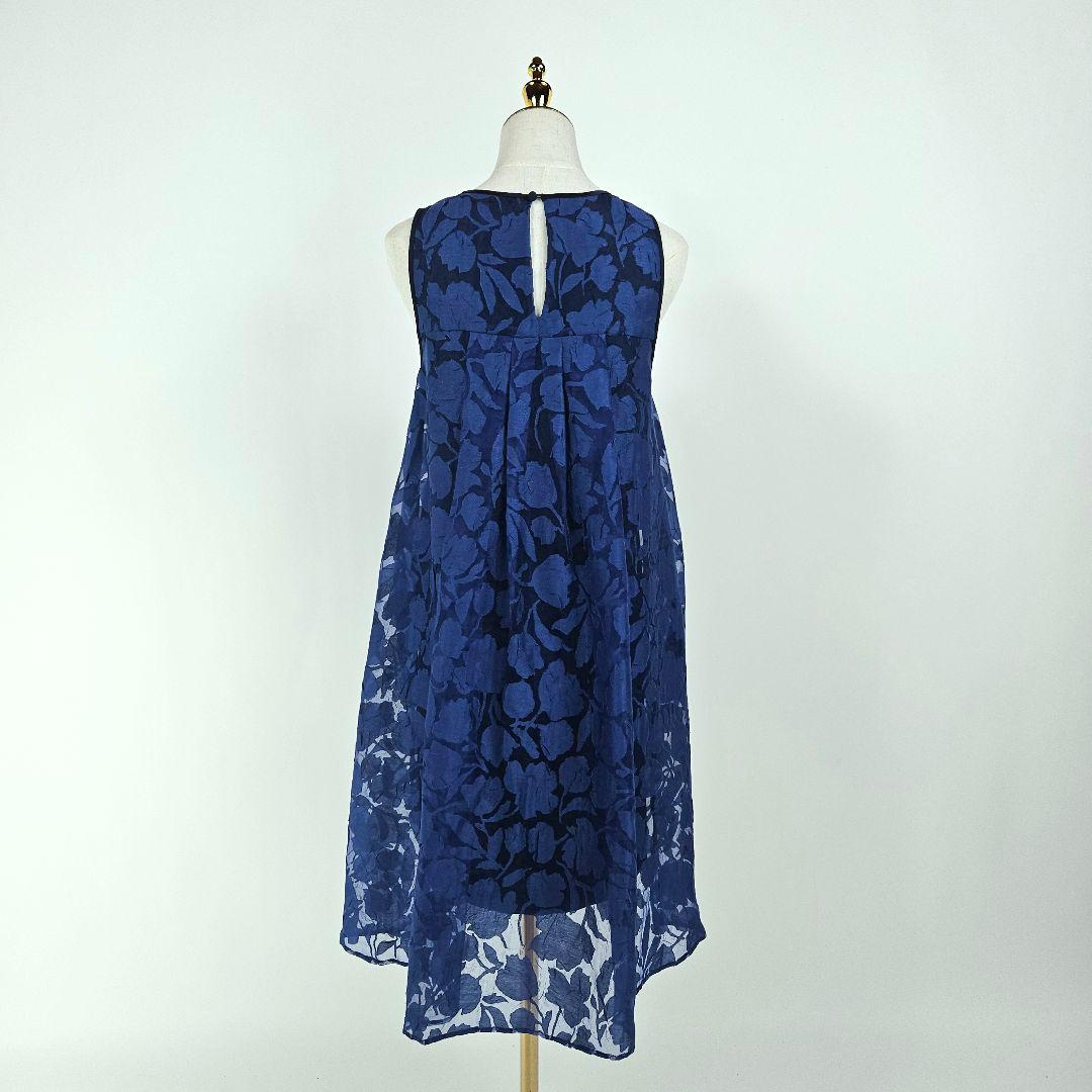 【極美品】フォクシーニューヨーク 花柄 レース ワンピース 40 ネイビー