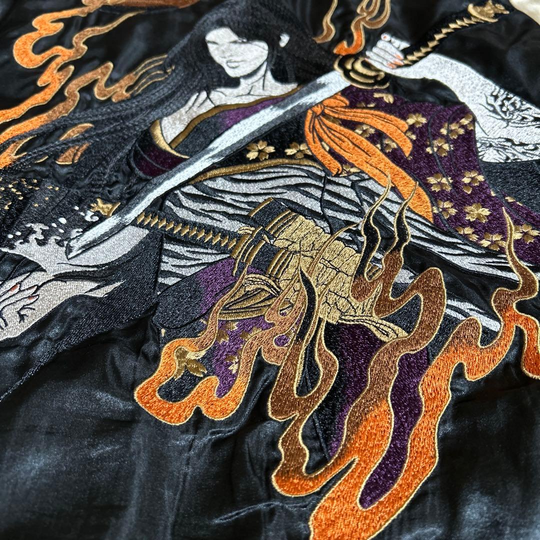 ✨抜刀娘 刺繍　スカジャン　X Lサイズ　✨絡繰魂　ゴールド❌ブラック　レア