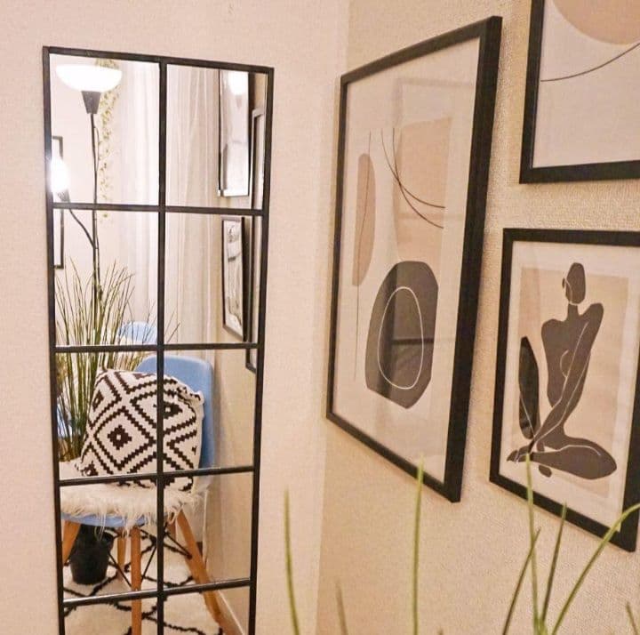 壁掛け鏡 格子　9枚ミラー　格子デザイン