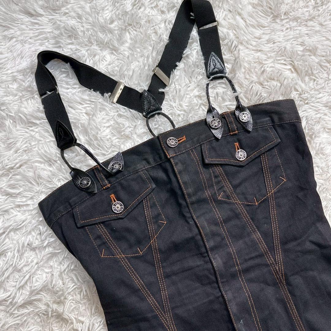 ジャンポールゴルチエ サスペンダー ブラックデニム つなぎ オーバーオール