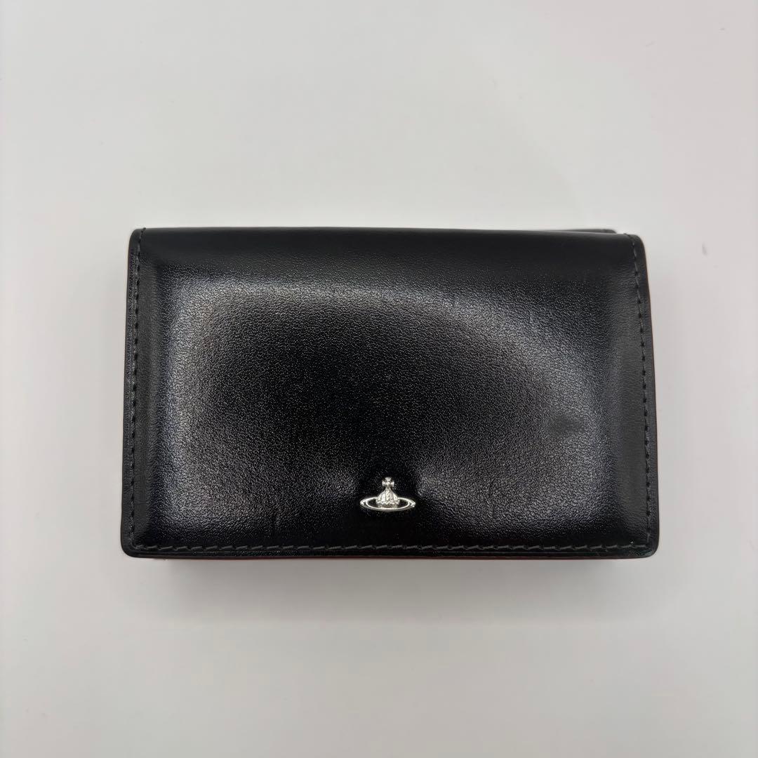 美品　vivienne westwood 三つ折り財布　ブラック　内側レッド