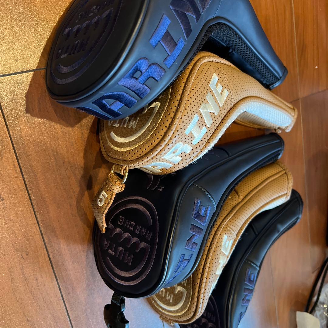 ムータマリン スタンド キャディバッグ 刺繍 エナメル ゴルフヘッドカバーセット