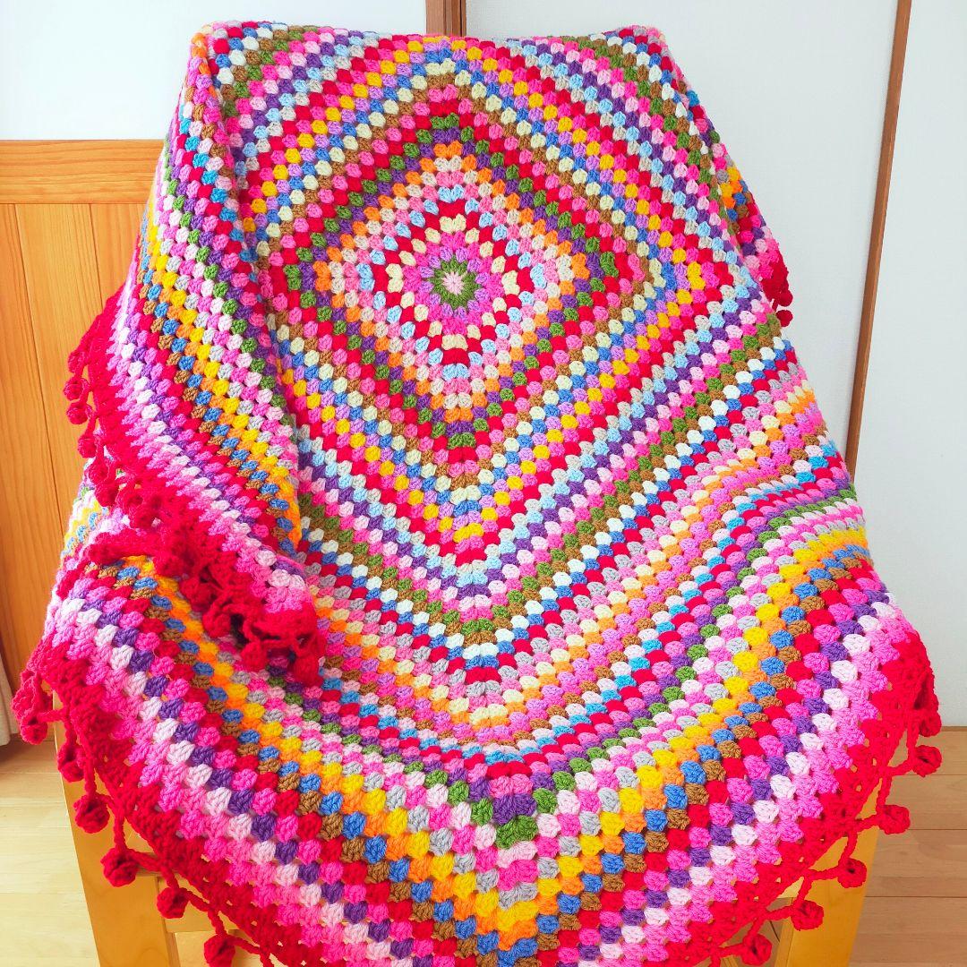 モチーフ編みブランケットグラニー編みマルチカバー150cm×150cm