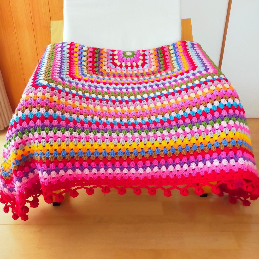 モチーフ編みブランケットグラニー編みマルチカバー150cm×150cm