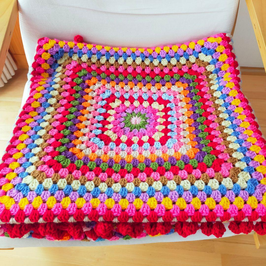 モチーフ編みブランケットグラニー編みマルチカバー150cm×150cm