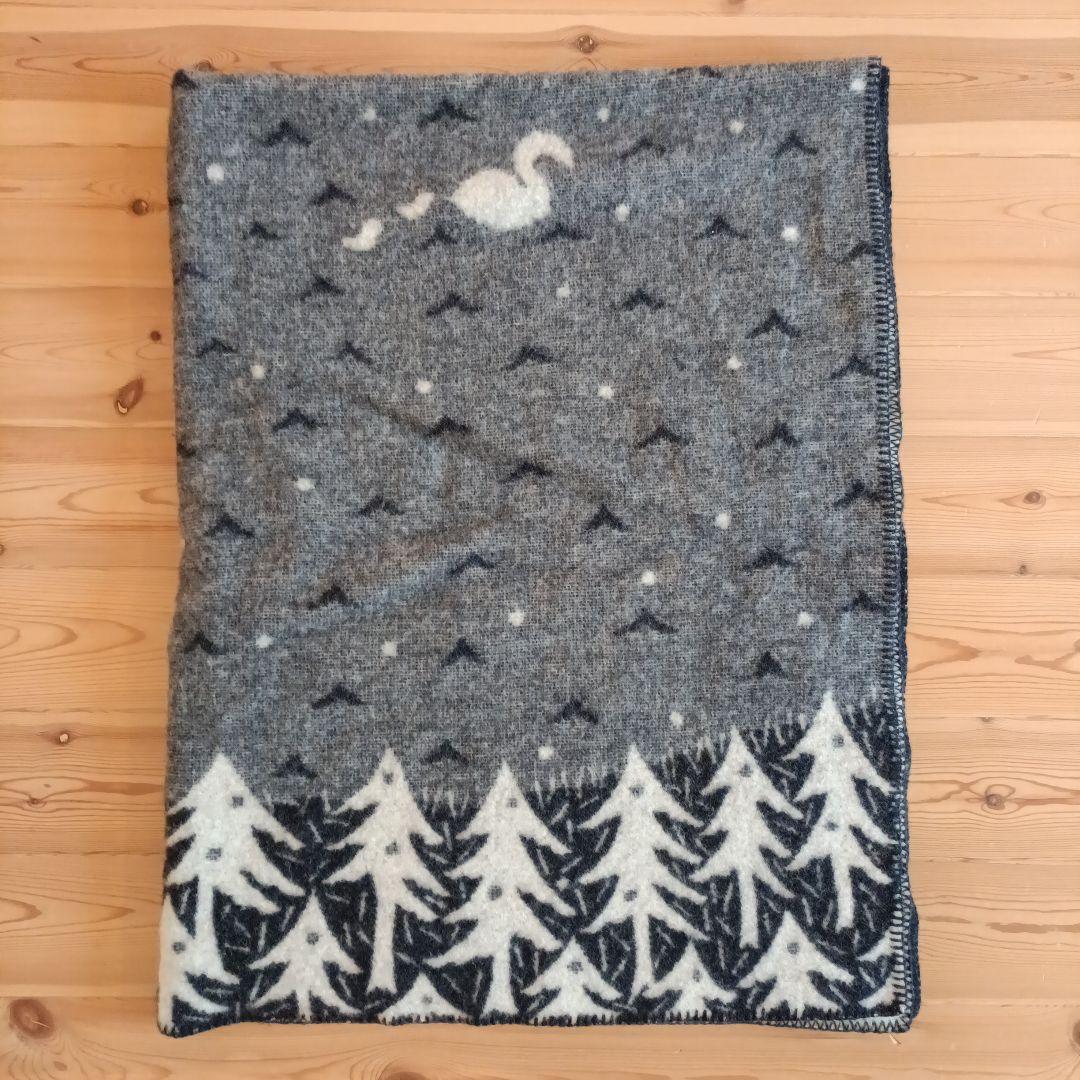 最終お値下KLIPPAN ウールブランケット ネイビー