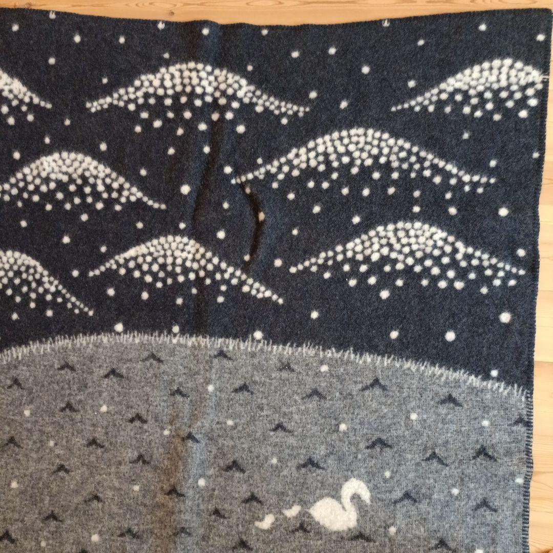 最終お値下KLIPPAN ウールブランケット ネイビー