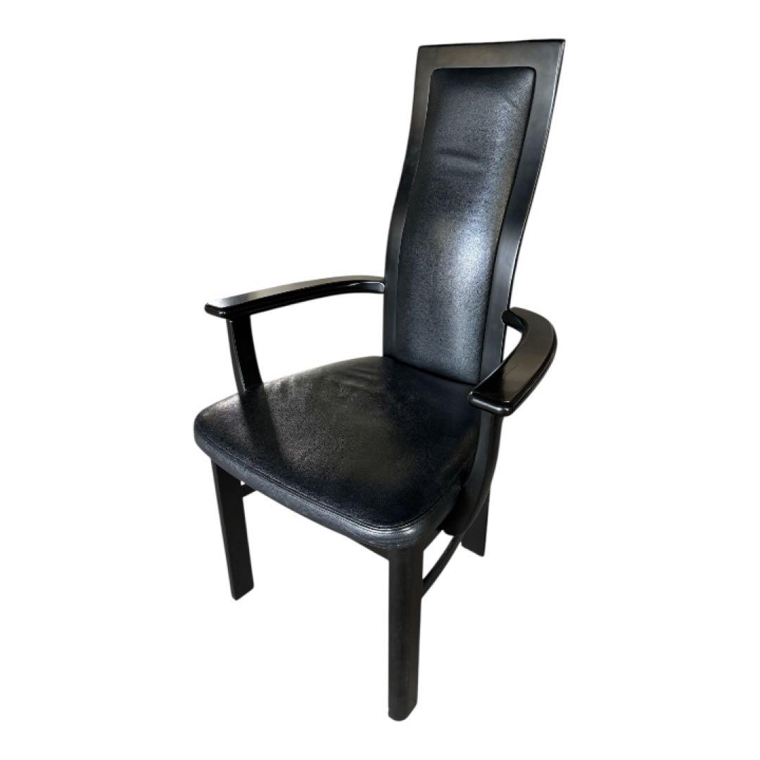 カリモク　CE35シリーズ・ハイバックチェア本革・ブラック・ダイニング　⑤