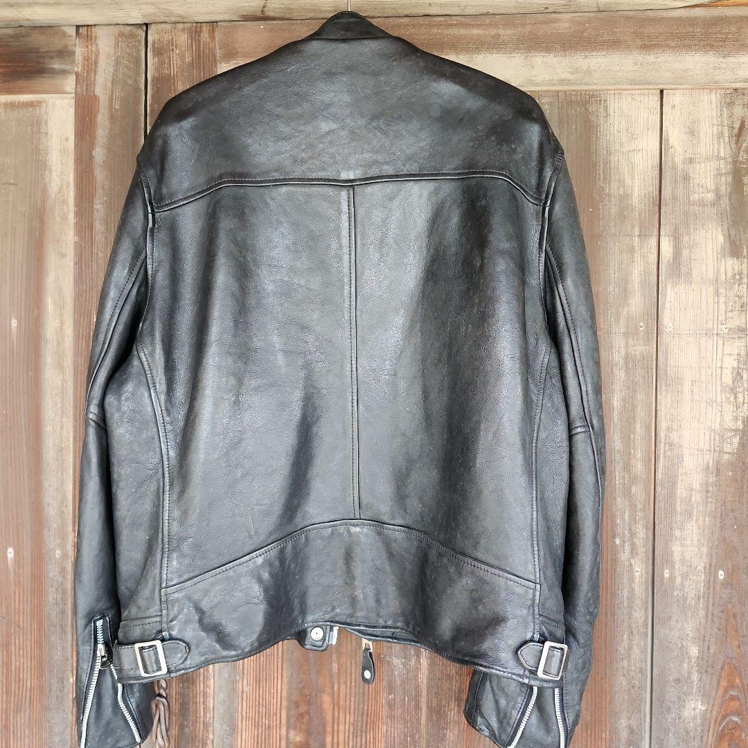 Schott ブラック レザー シングルライダース 2XL