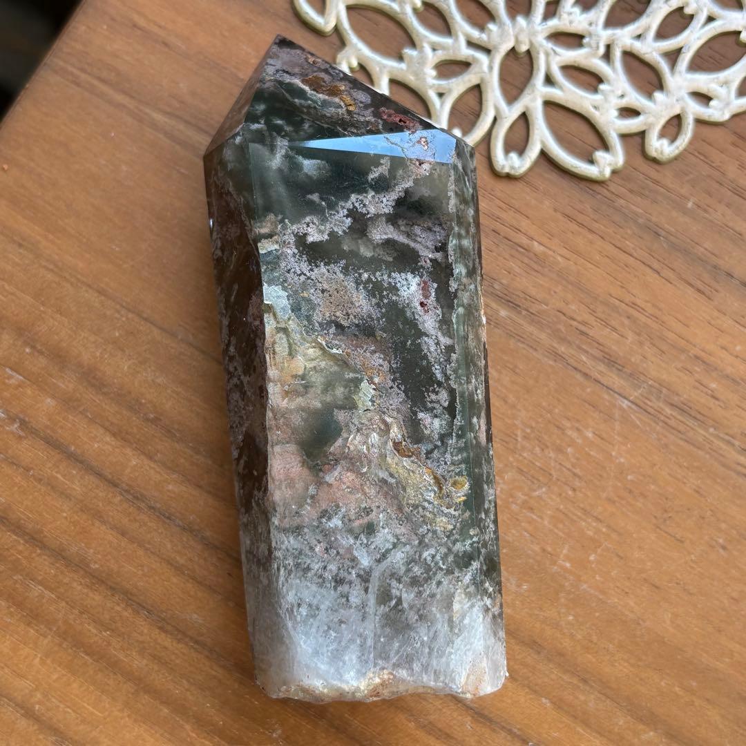 天然石 四季ガーデンクォーツ ポイント置物247g