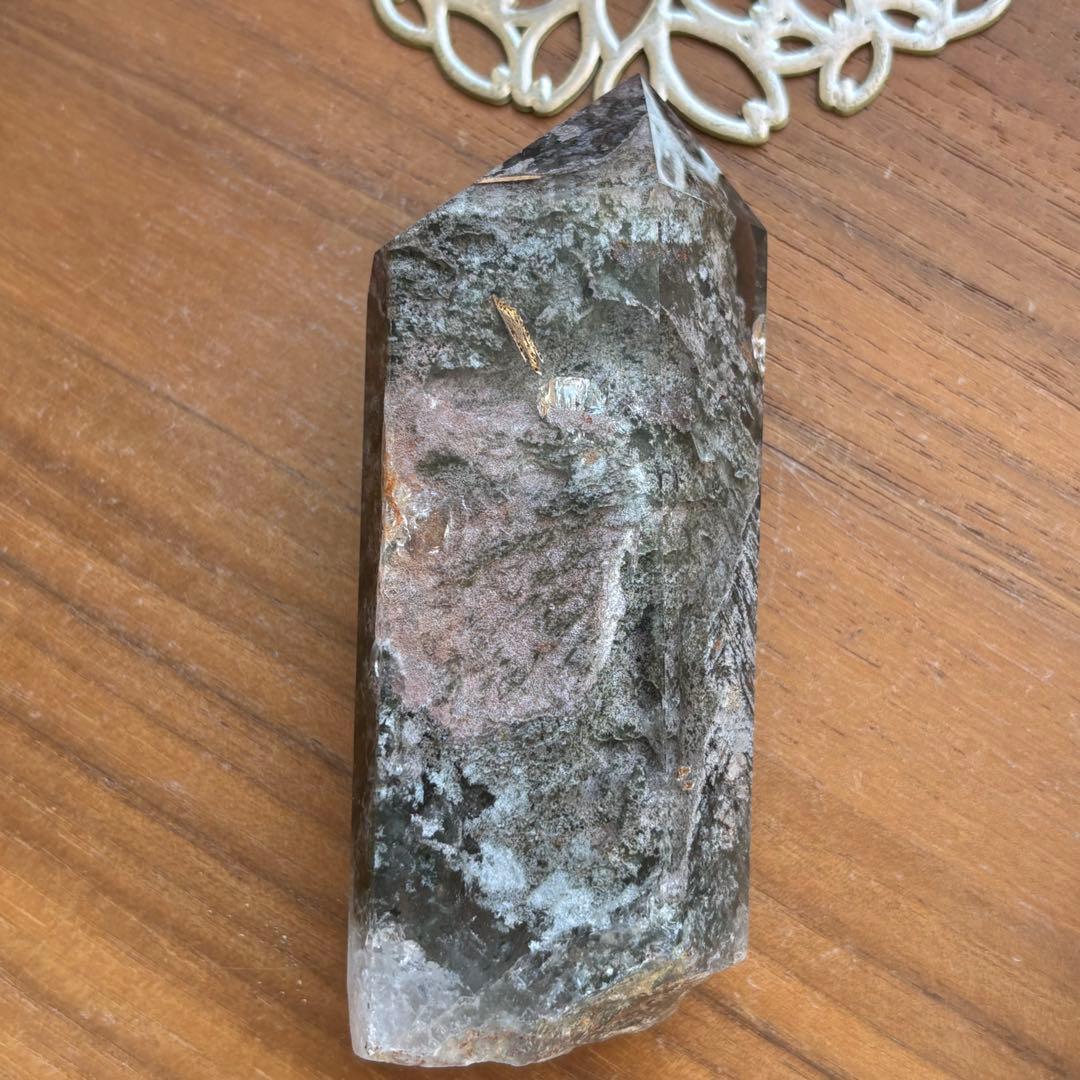 天然石 四季ガーデンクォーツ ポイント置物247g