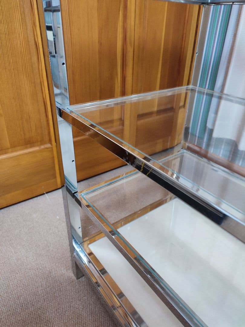 ガラスショーケース　クロームメッキ　高級デパート　什器　ラック　ショーケース　棚