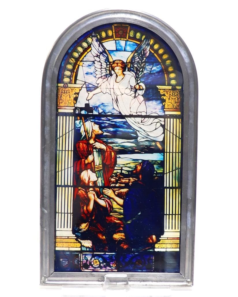 守護天使と宣教師 ヴィンテージ・ステンドグラス アメリカ製 教会 マリア