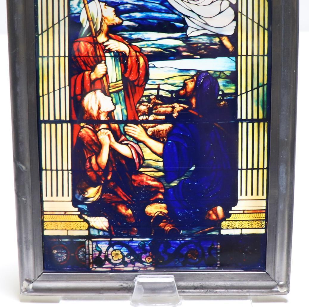 守護天使と宣教師 ヴィンテージ・ステンドグラス アメリカ製 教会 マリア
