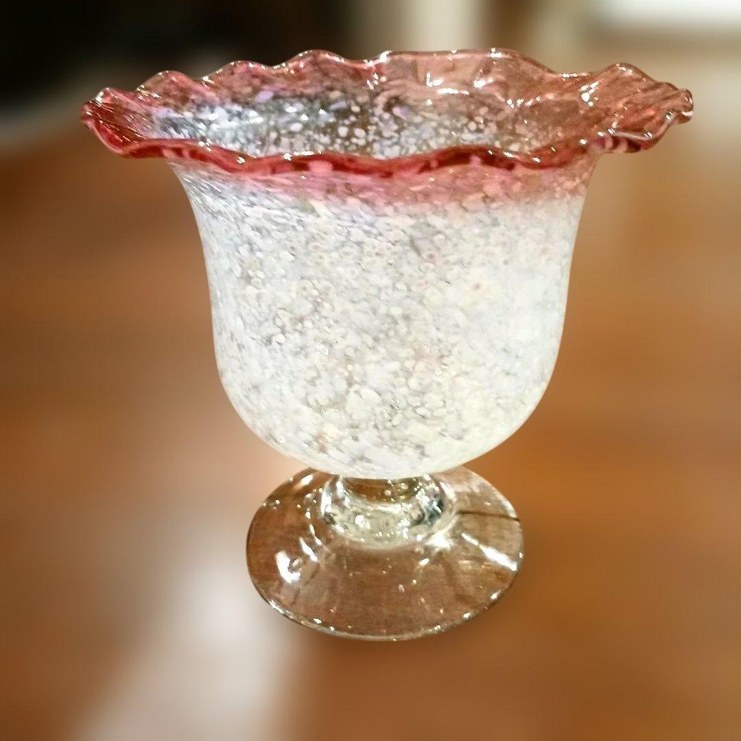 大正ガラス　特大コンポート　アンティーク