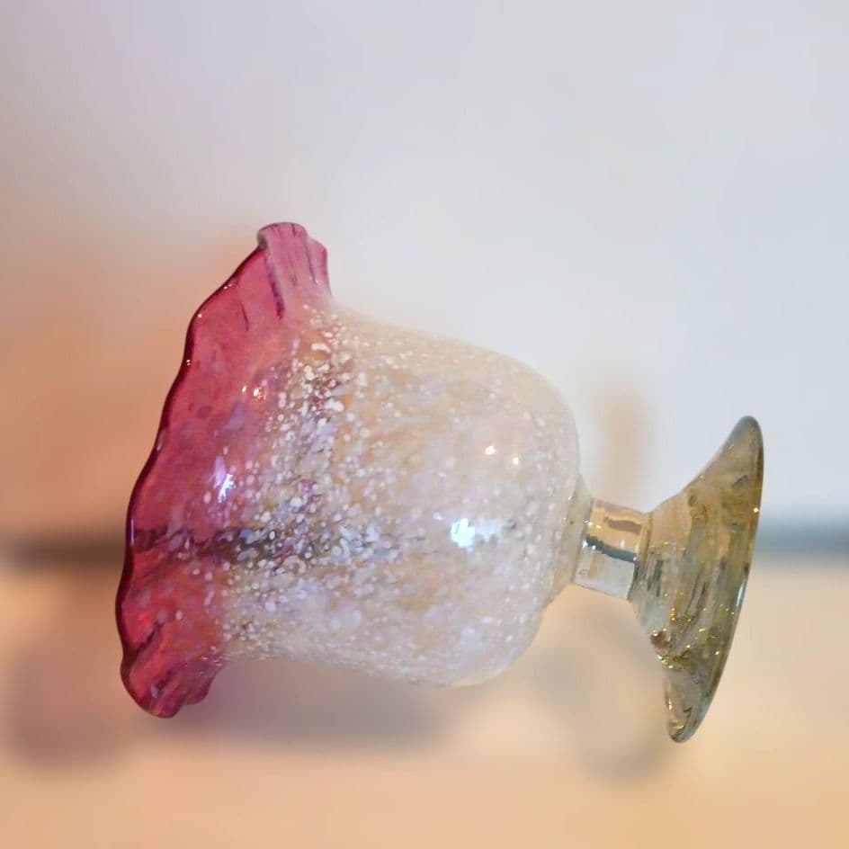 大正ガラス　特大コンポート　アンティーク