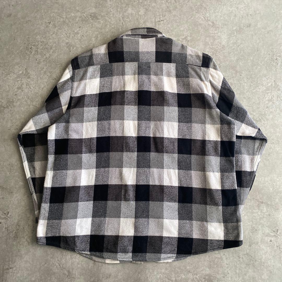 スペシャル好配色 90s FIVE BROTHER ネルシャツ 黒×白 XL