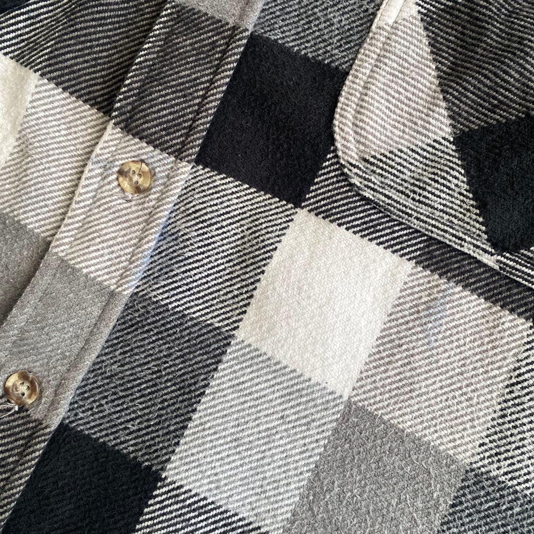 スペシャル好配色 90s FIVE BROTHER ネルシャツ 黒×白 XL