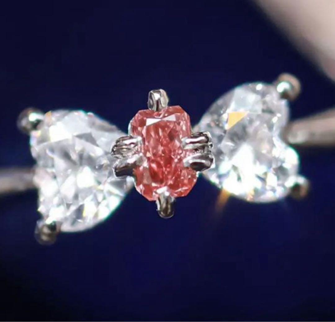 あきらジュエリー　明宝石　天然ピンクダイヤ　ハート　リング　ソーティング