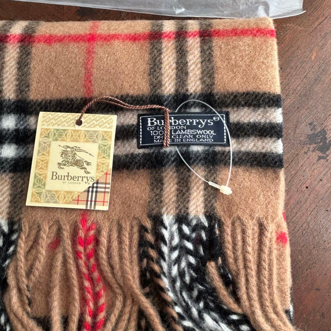 Burberrys ラムウール100%ノバチェックマフラー　キャメル　未使用！