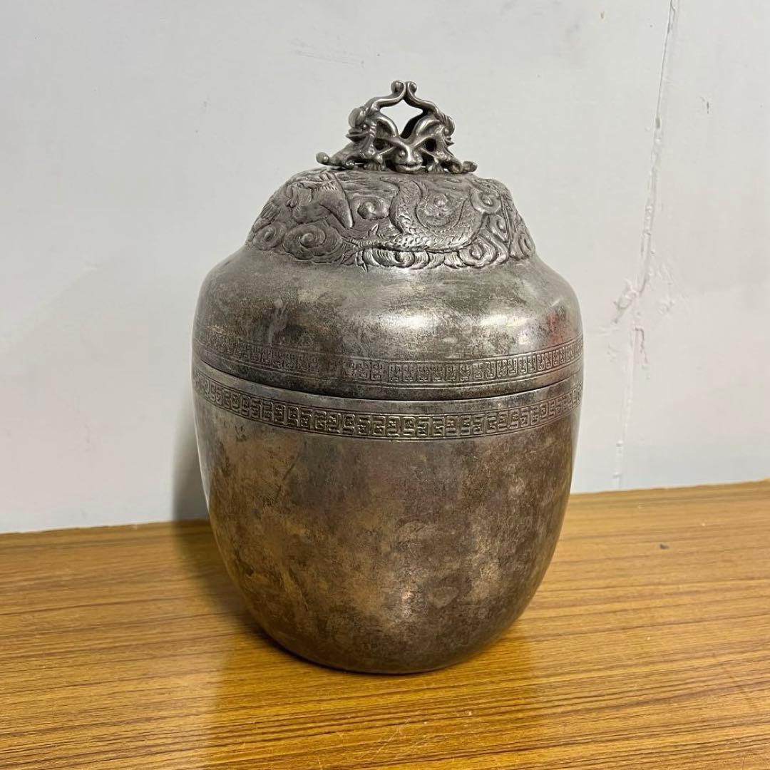 鳥のモチーフ 蓋付き小物入れ ニッケルシルバー