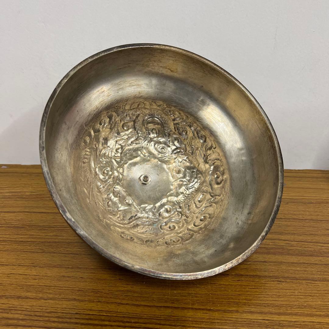 鳥のモチーフ 蓋付き小物入れ ニッケルシルバー