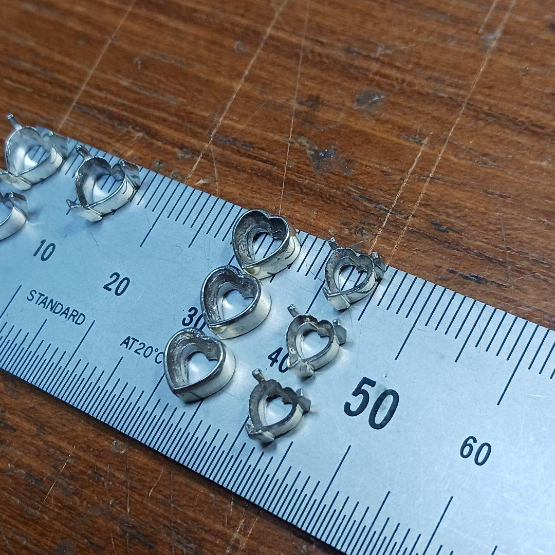 シルバー925 ハートシェイプ シャトン 空枠 石座 パーツ