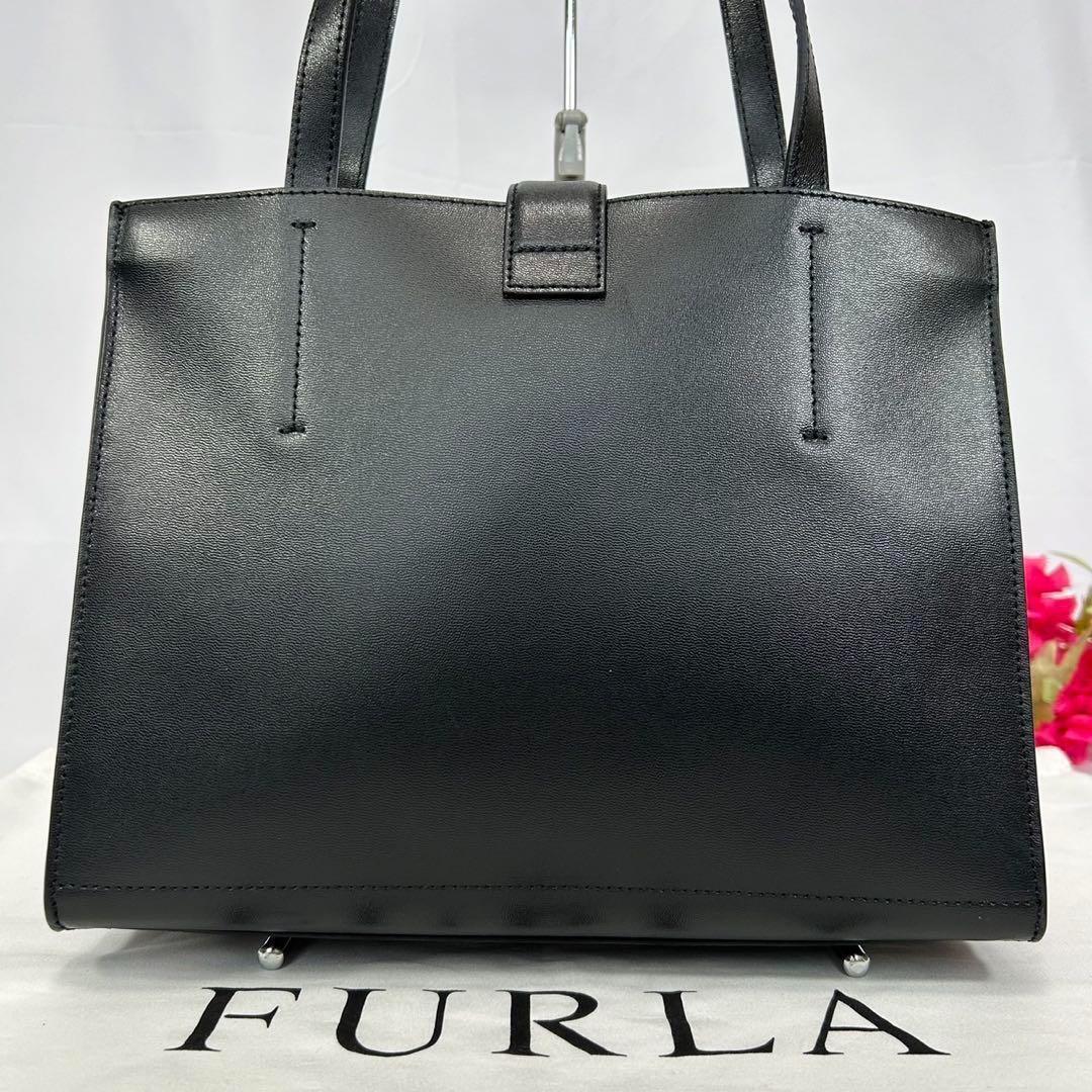 【未使用級/現行に近い/保存袋付】フルラ ソフィア トートバッグ レザー 黒
