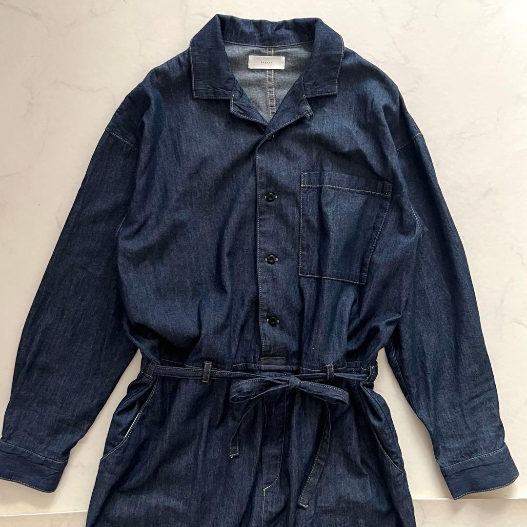 美品 かぐれ 2024年製 デニムオールインワン サロペット インディゴ つなぎ