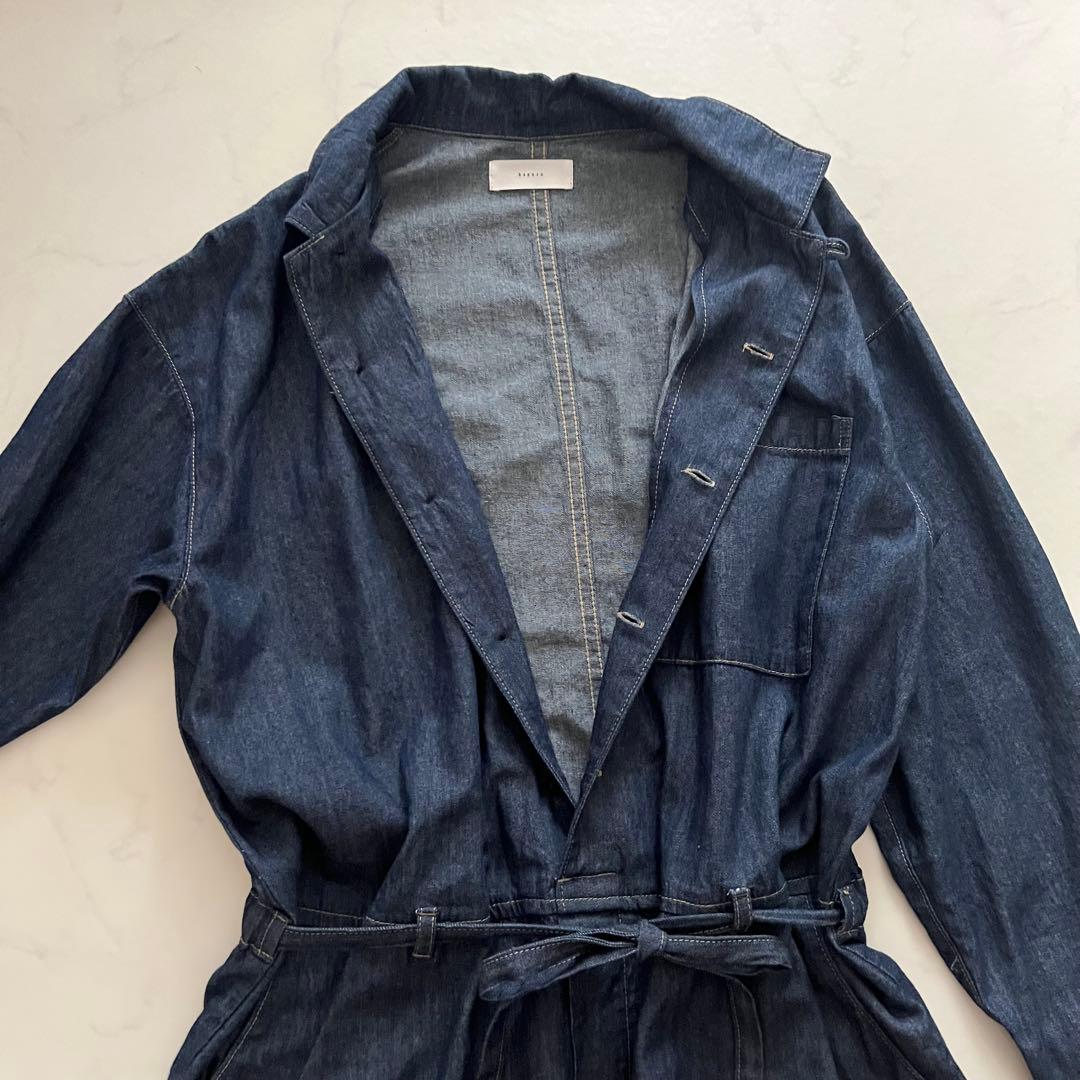 美品 かぐれ 2024年製 デニムオールインワン サロペット インディゴ つなぎ