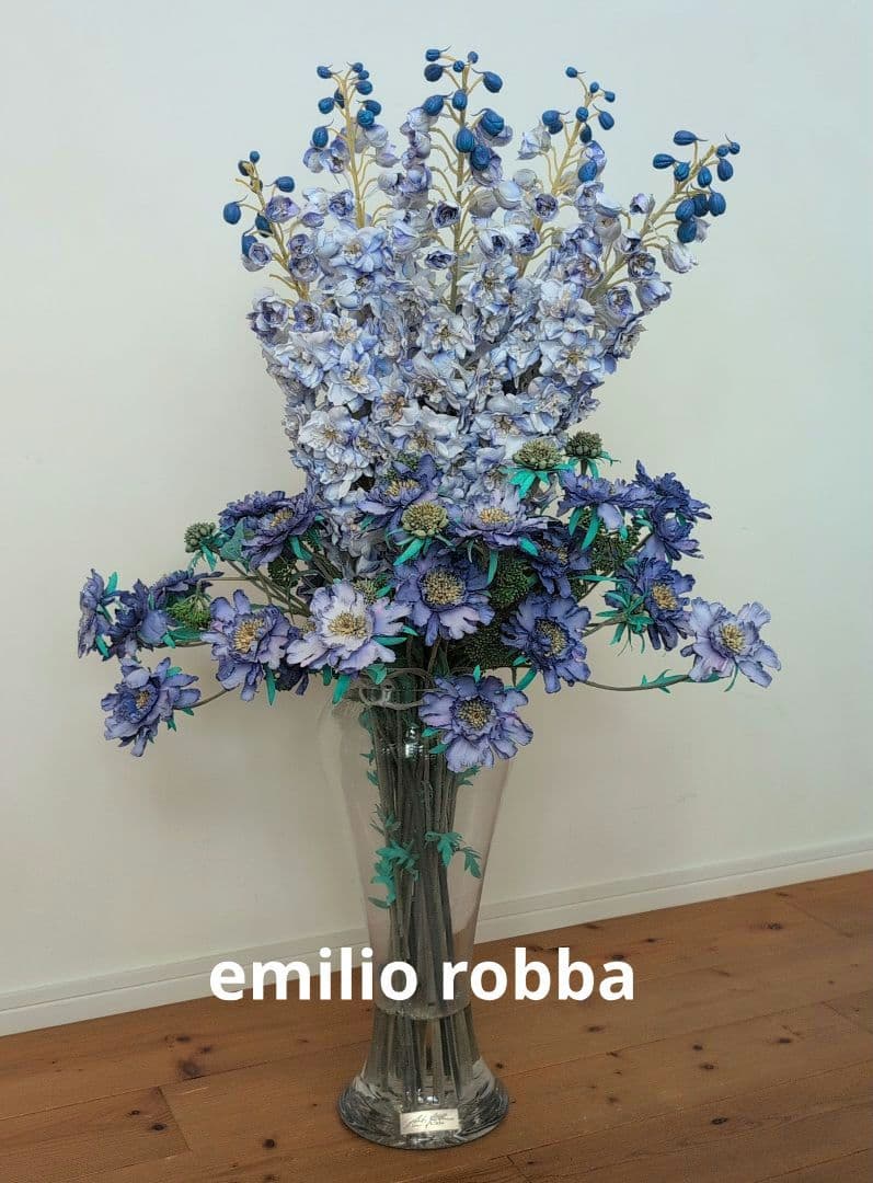 【エミリオ・ロバ】 特大 アーティフィシャルフラワー 花器付き【デルフィニウム】