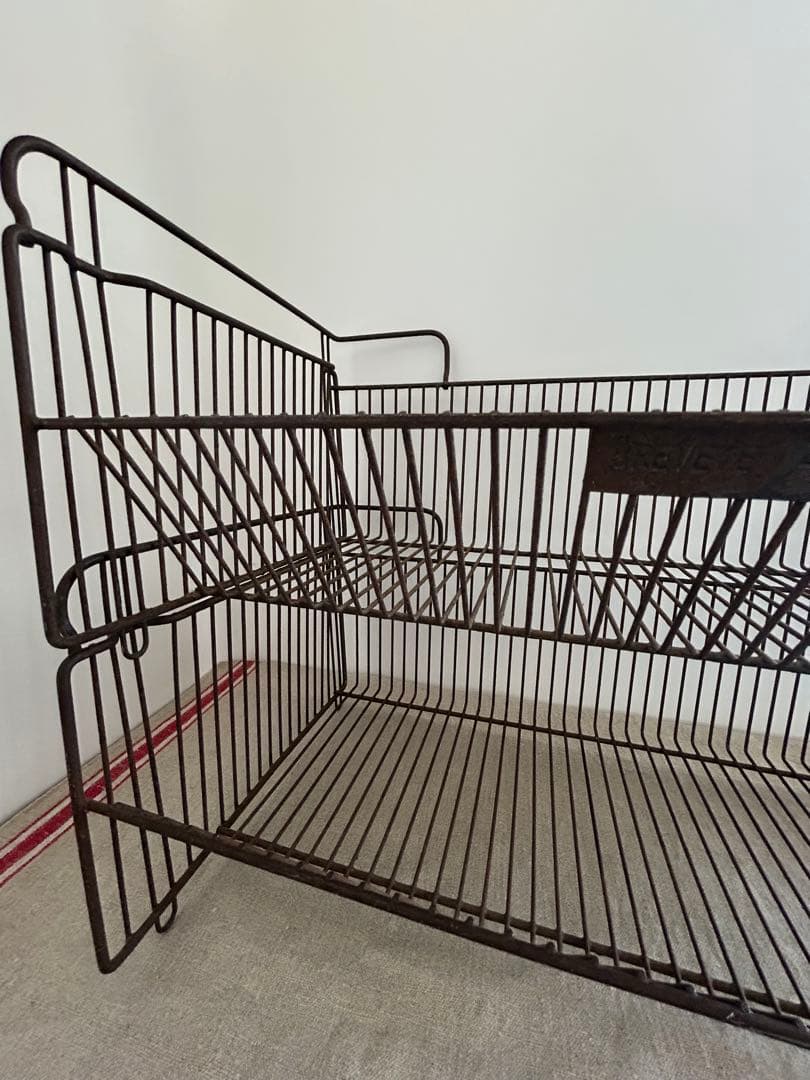 フランスアンティーク　アイアンキッチンバスケット2段