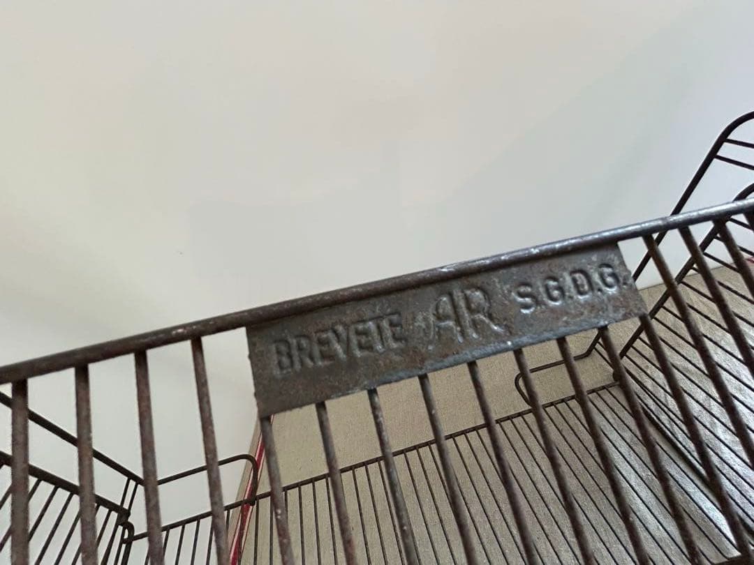 フランスアンティーク　アイアンキッチンバスケット2段