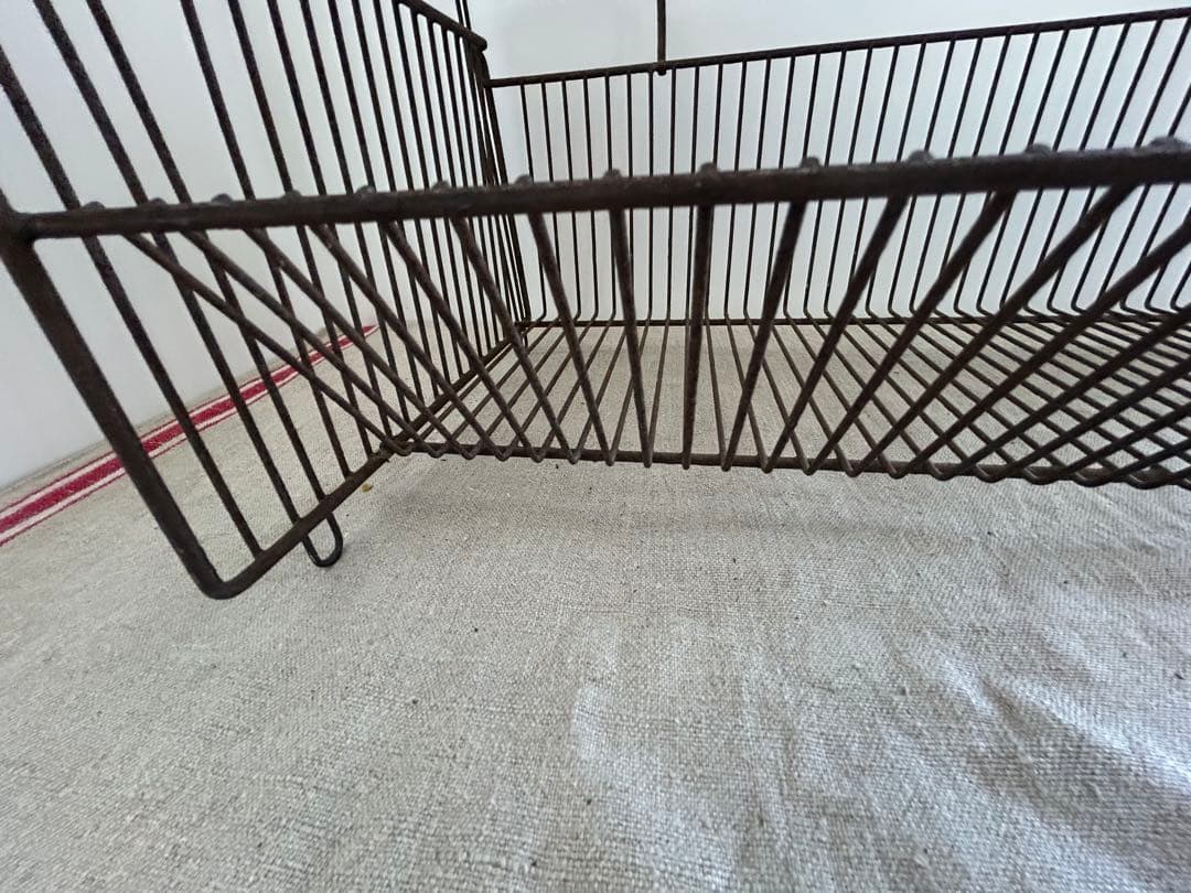 フランスアンティーク　アイアンキッチンバスケット2段