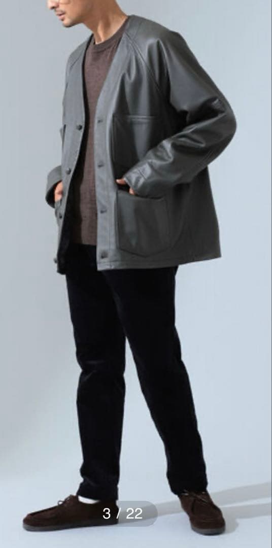 B:MING by BEAMS レザージャケット　レザーカーディガン　ノーカラー