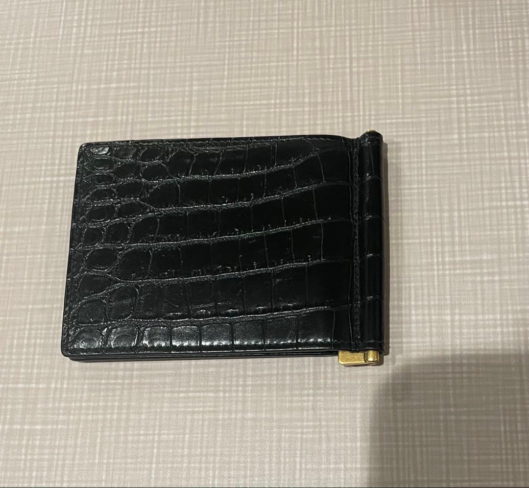 イヴサンローラン マネークリップ YSL クロコ押し ブラック