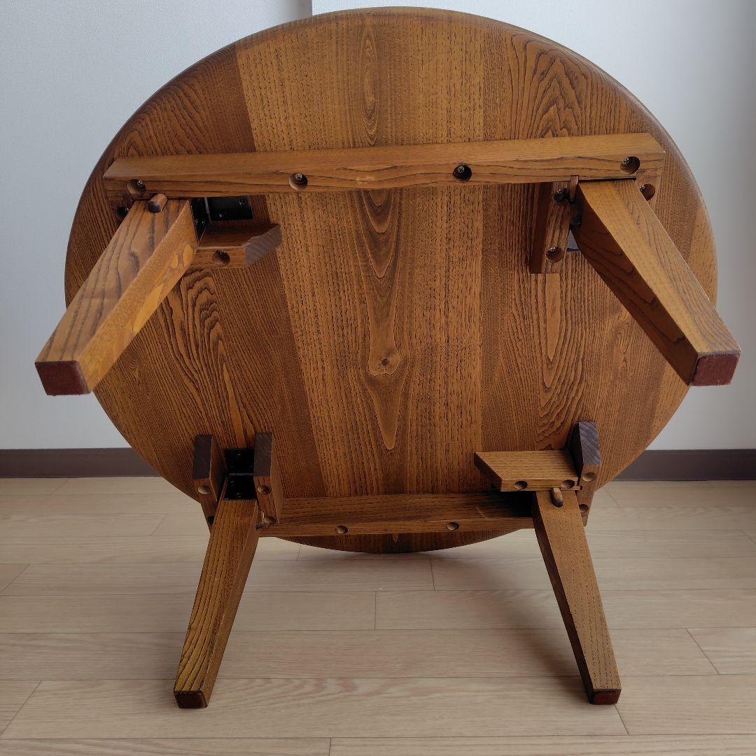 折りたたみ ちゃぶ台 木 クリ無垢 テーパー脚 直径75cm 高さ32cm