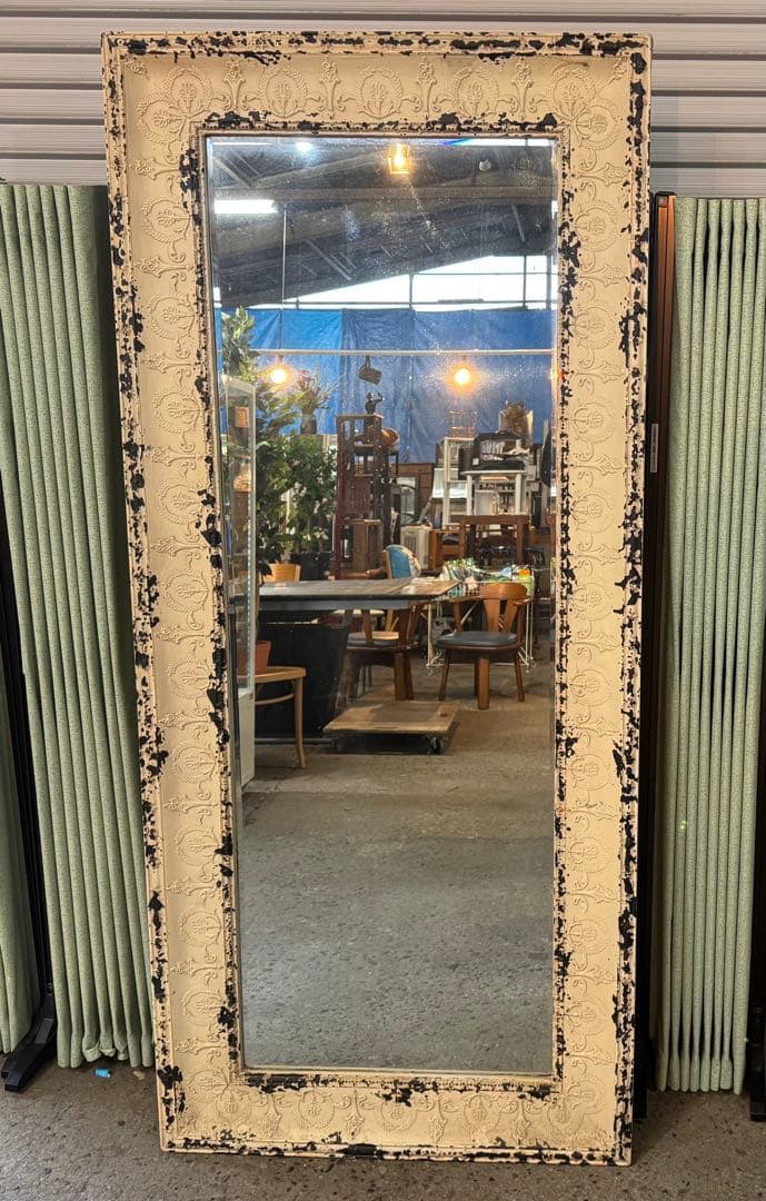 アンティーク 特大ミラー ビンテージ調 アイアン装飾 姿見