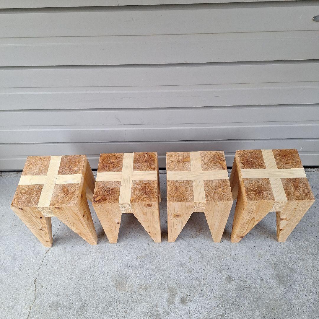 無垢スツール 　4脚セット