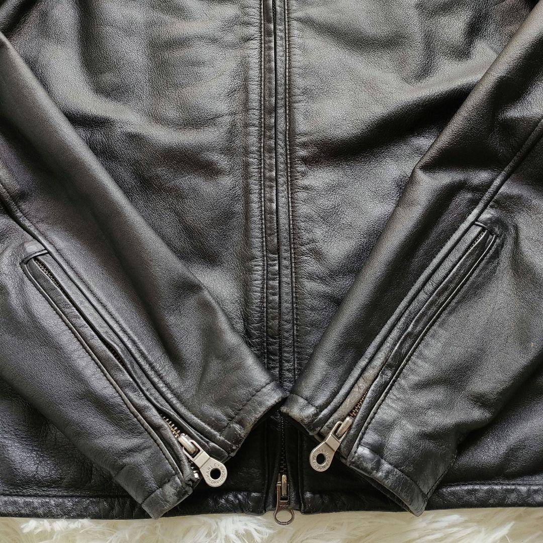 ハーレーダビッドソン バックロゴ刺繍 ジップアップ シングルライダースジャケット