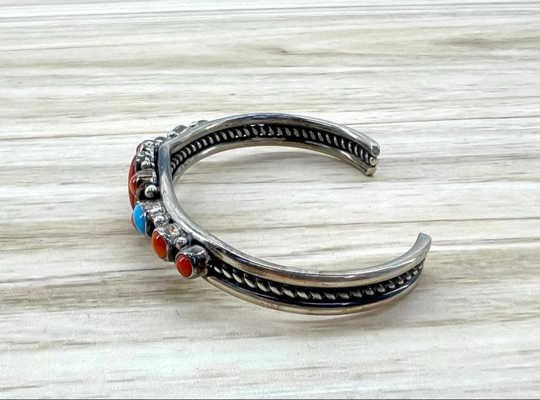 INDIAN JEWELRY ターコイズ コーラル バングル STERLING