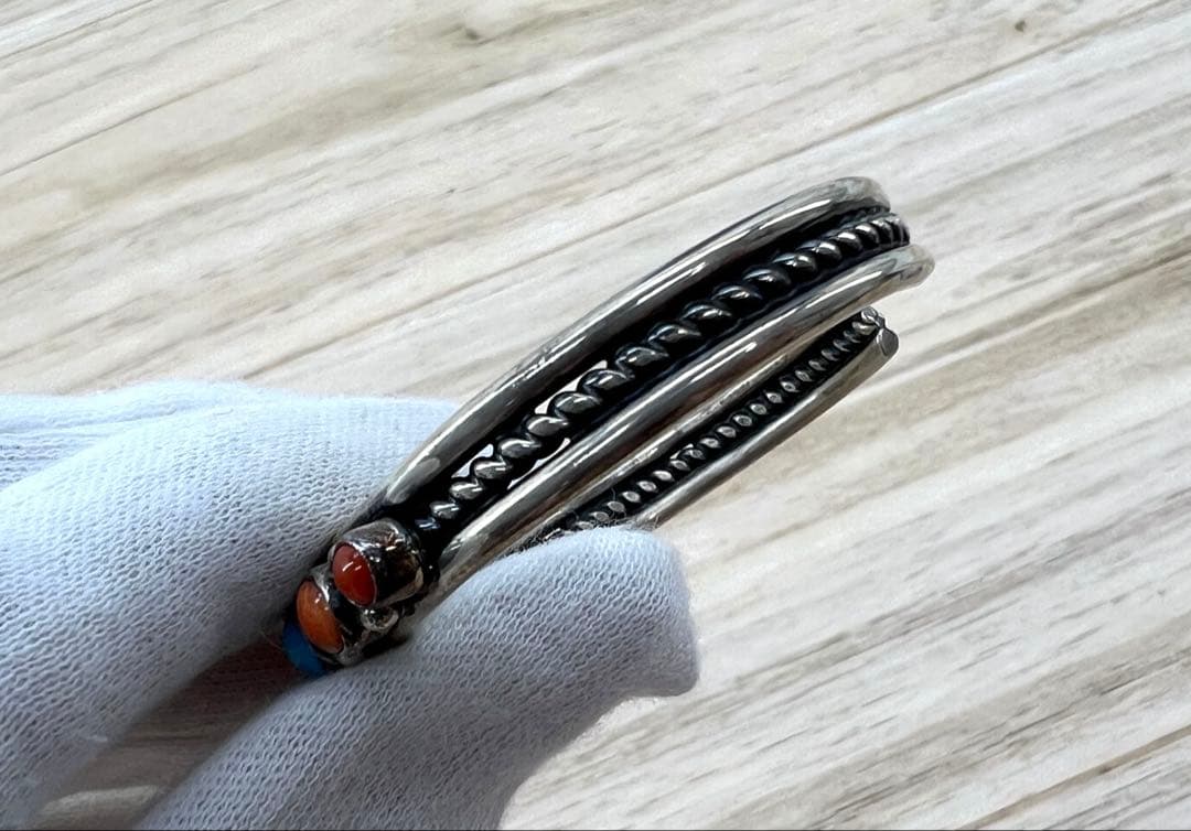 INDIAN JEWELRY ターコイズ コーラル バングル STERLING