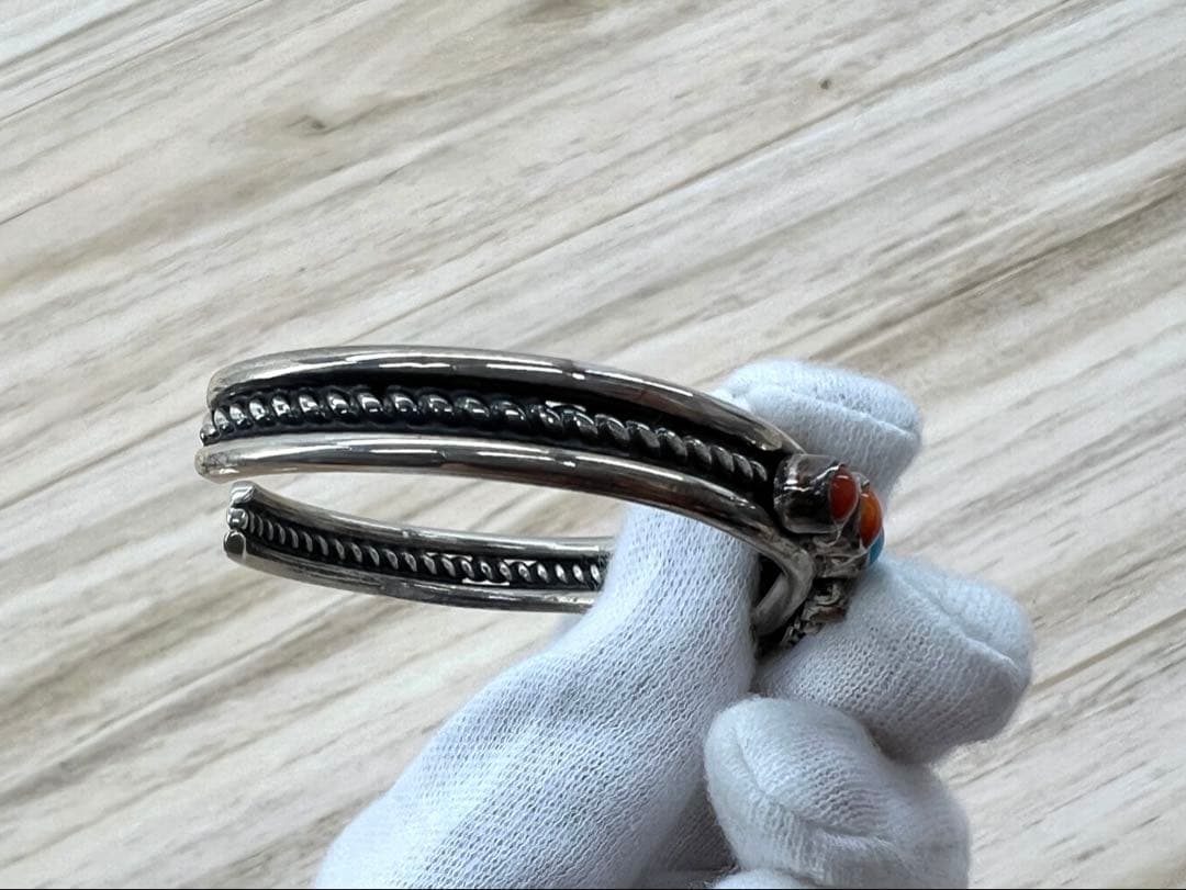 INDIAN JEWELRY ターコイズ コーラル バングル STERLING