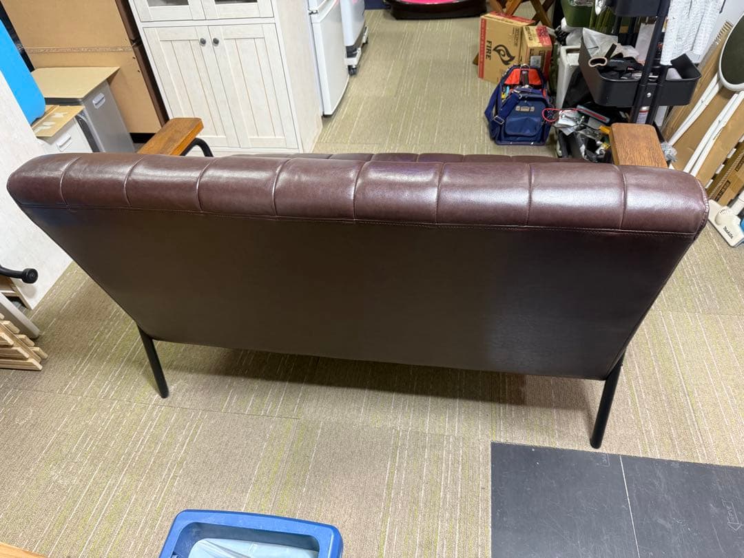 【超美品】ニトリ　2人用合皮ソファ　(Nシールド ステイン2KD DBR)