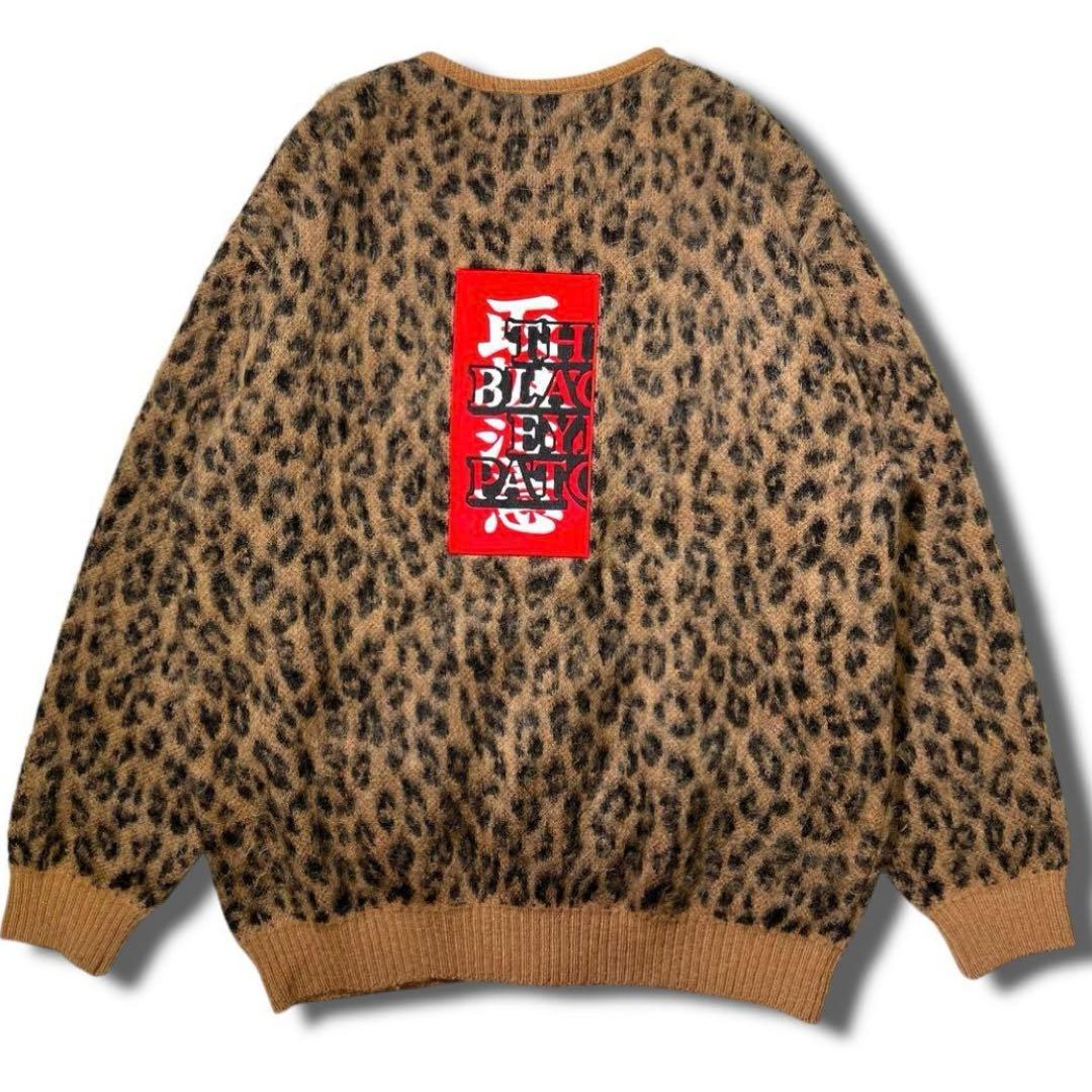 美品 ワコマリア × ブラックアイパッチ レオパード モヘア カーディガン L