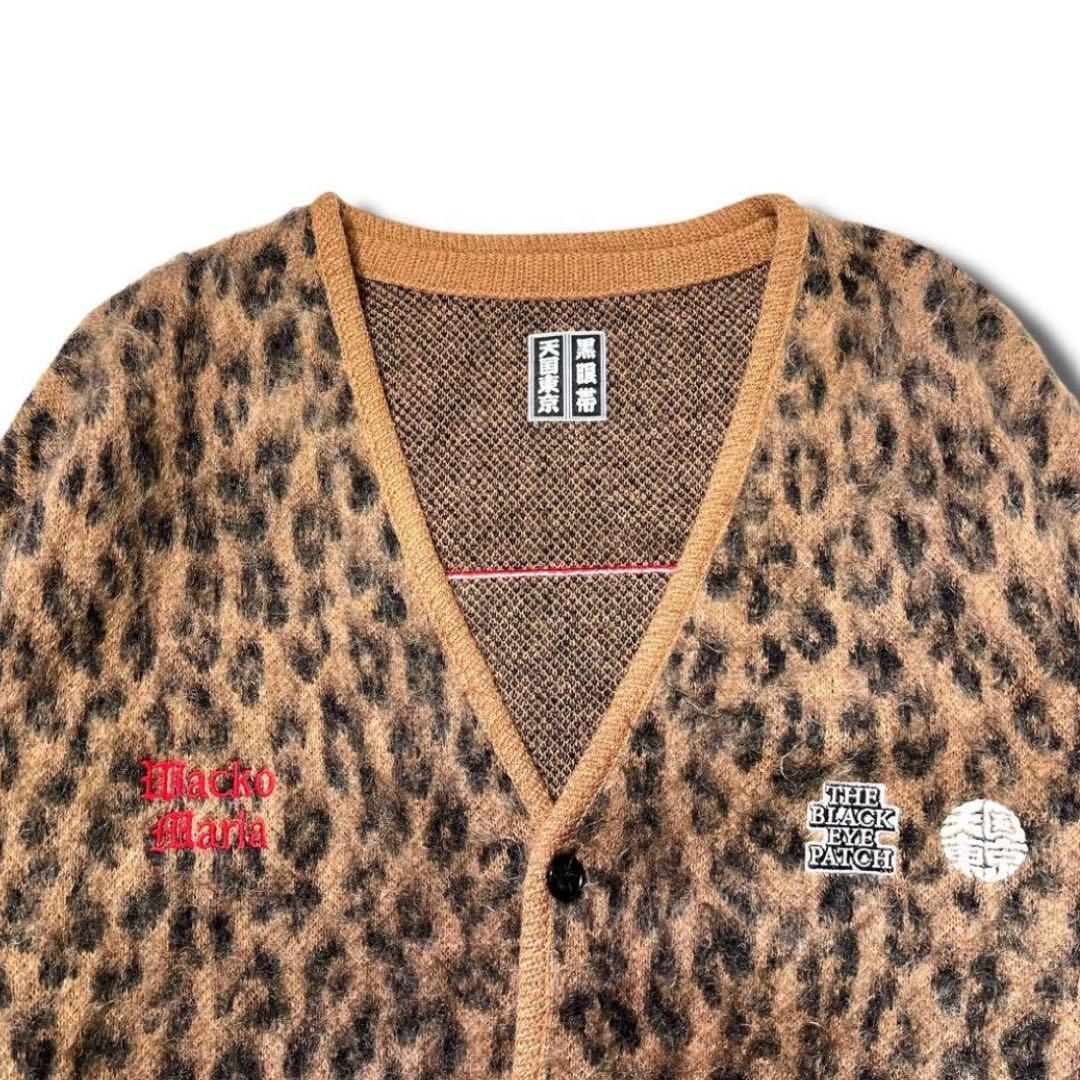 美品 ワコマリア × ブラックアイパッチ レオパード モヘア カーディガン L