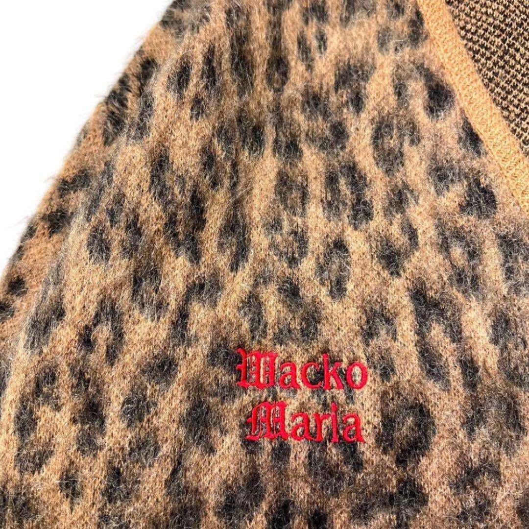 美品 ワコマリア × ブラックアイパッチ レオパード モヘア カーディガン L