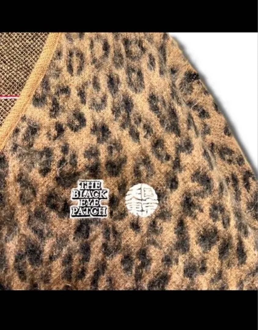 美品 ワコマリア × ブラックアイパッチ レオパード モヘア カーディガン L