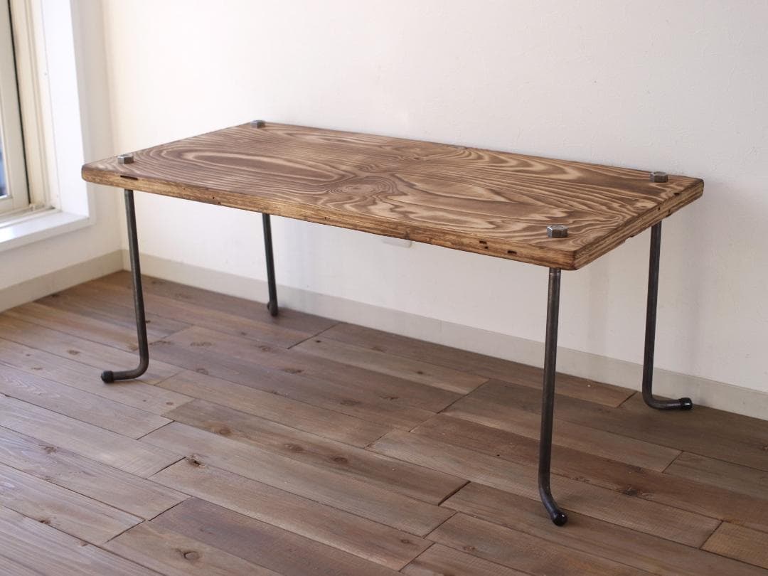 SALE 脚の高さが選べる アイアン ローテーブル テーブル 鉄 木 ブラウン