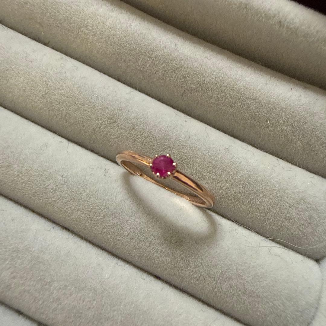 【美品】ジュエリーツツミ　K10ピンクゴールドルビーリング　指輪　アクセサリー